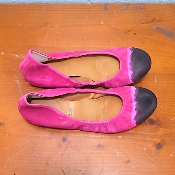LEIFNOTES ANTHROPOLOGIE TAIKA DIP DYE SUEDE PINK SUEDE BALLET FLATS SHOES 36 - Picture 2 of 10